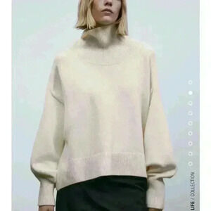 Massimo Dutti cape sweater with high neck in wool and cashmere blend
